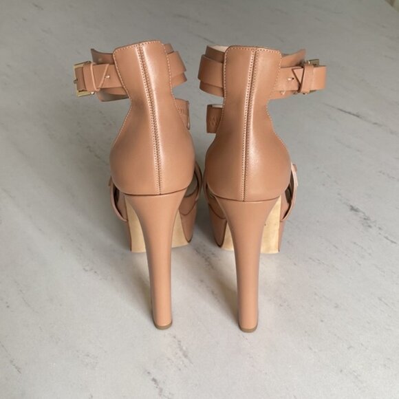 Designer Elie Saab Nude Platform Sandles - Picture 3 of 7